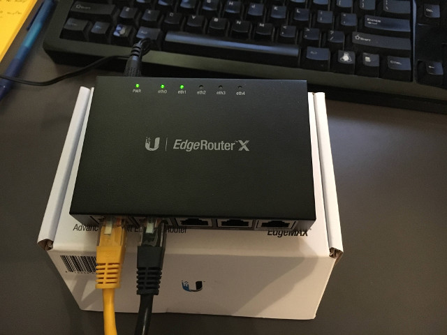 The Ubiquiti EdgeRouter X running OpenWRT happily